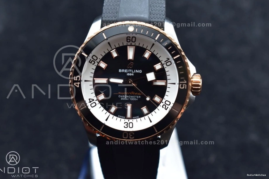 A SuperOcean Rubber Automatic BLSF Best 1:1 1165 Edition Black Comfortable RG Black on SS Strap 42 Dial 1005
